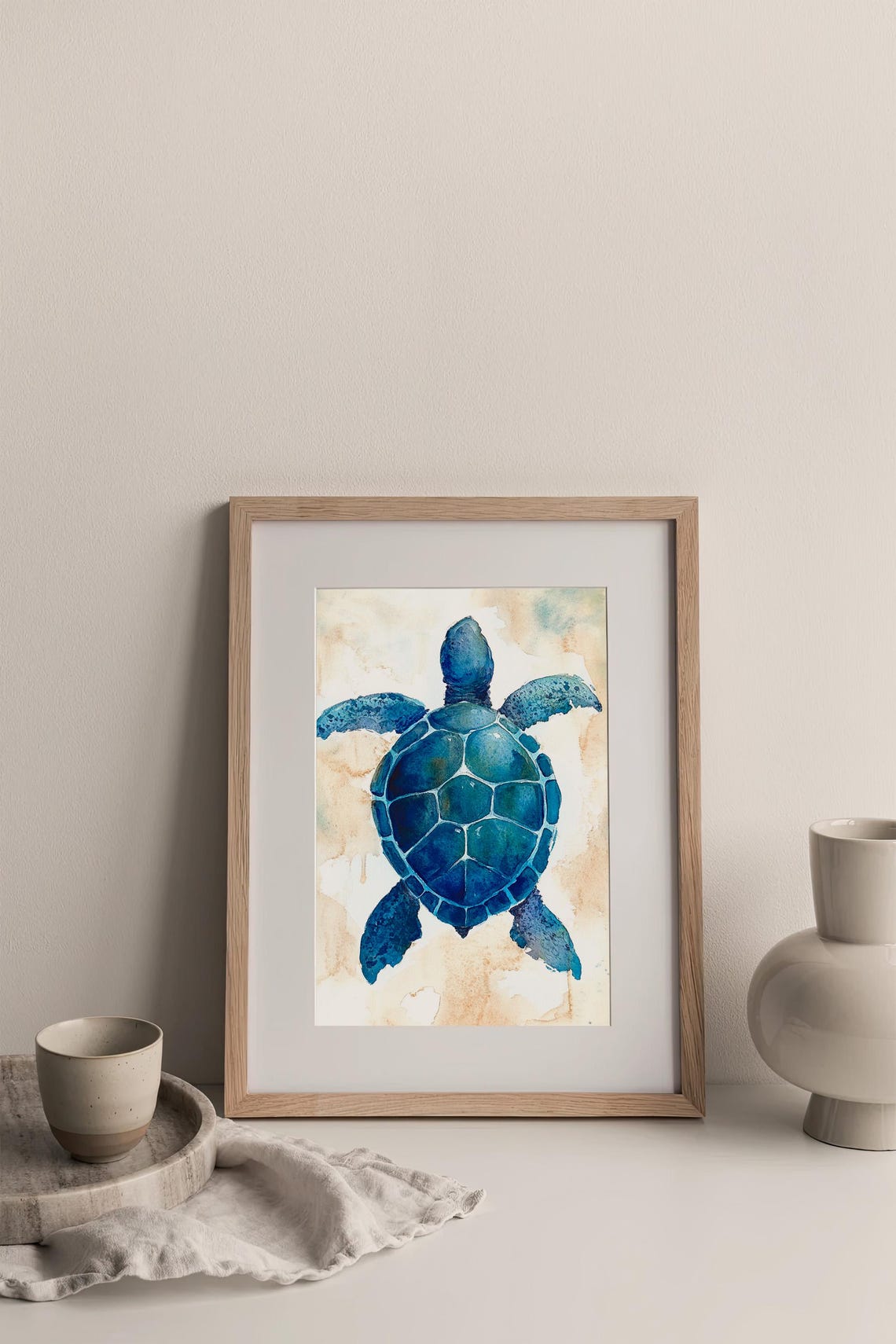 Sea Turtle Watercolor Blue Ocean Wildlife Large Wall Decor Art Poster - Image 3