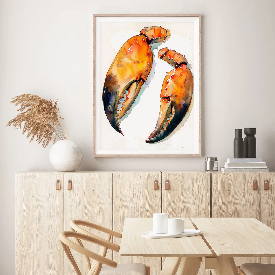 Crab Claw Art Print Red Crab Watercolor Painting Animals Wall Art Kitchen Artwork By Feelingprints - Image 4