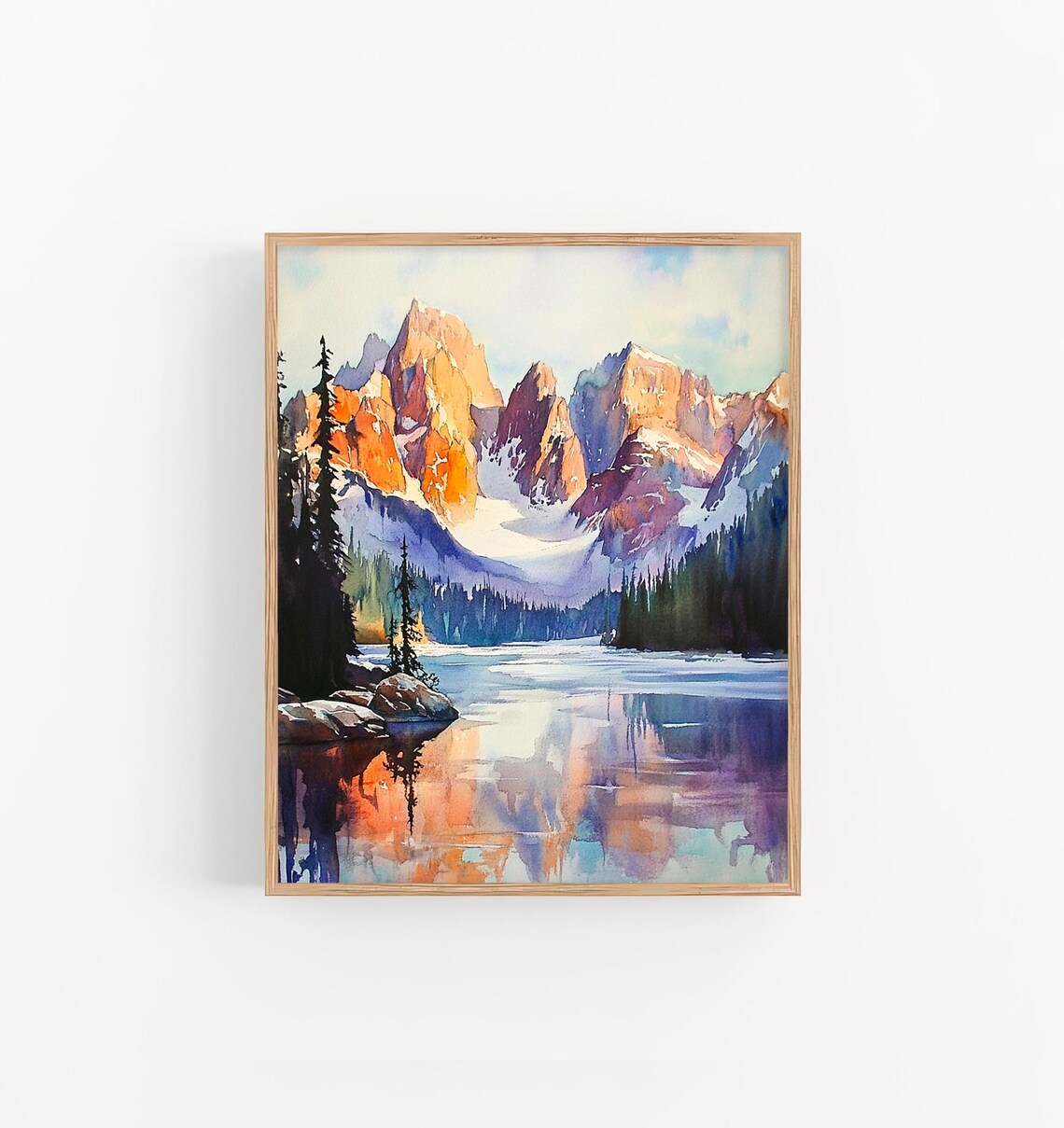 Rocky Mountains Landscape Watercolor Art Print