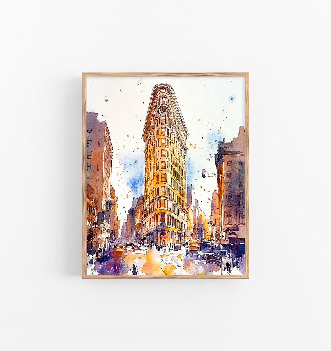Flatiron Building Watercolor Art Print, New York Cityscape