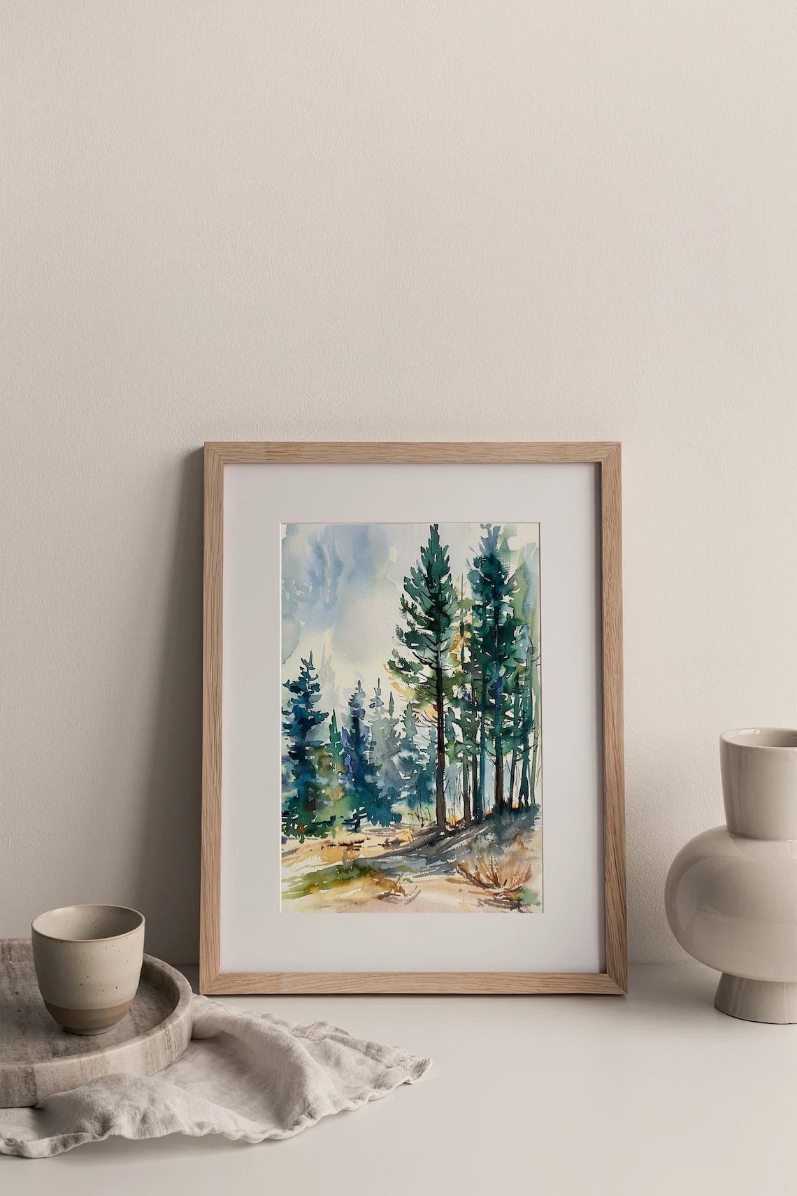 Evergreen Trees Watercolor Painting Art Print - Image 4