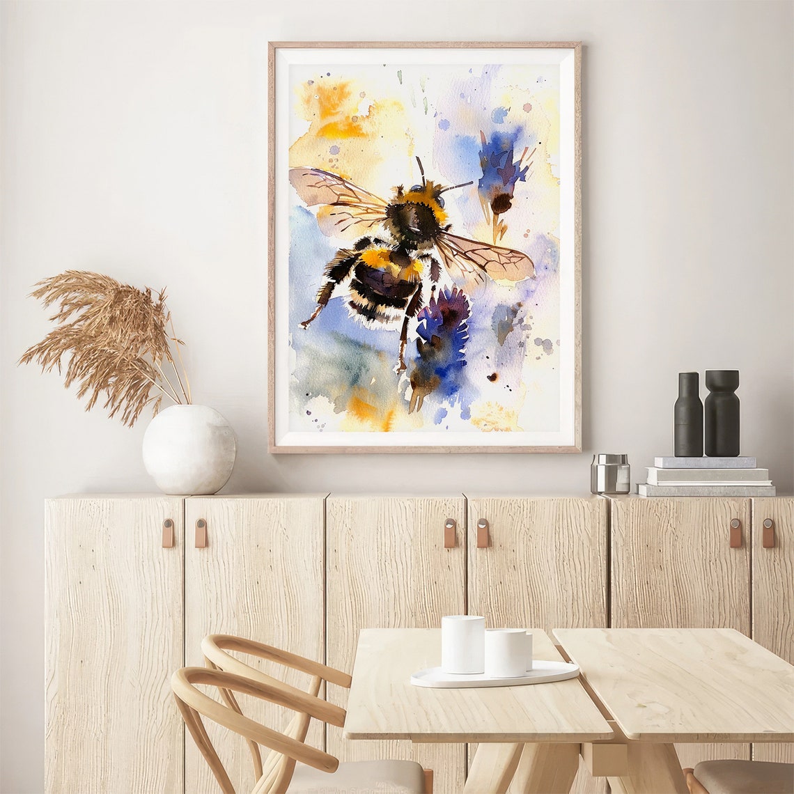 Bumblebee Watercolor Macro Bee Flower Garden Insect Art Poster - Image 5