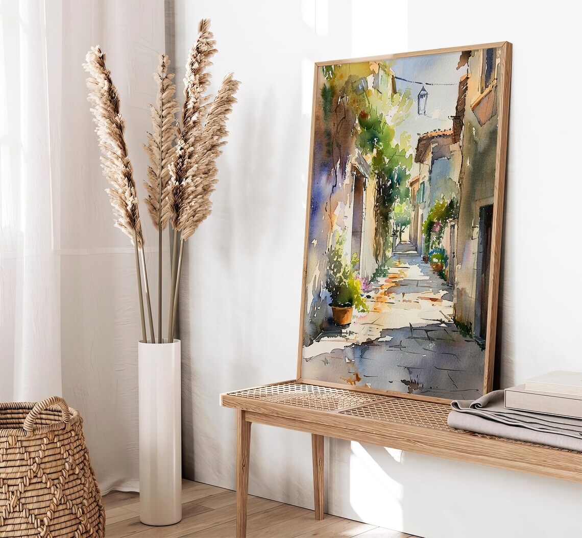 Sicily Watercolor Art Print, Italy Cityscape - Image 2