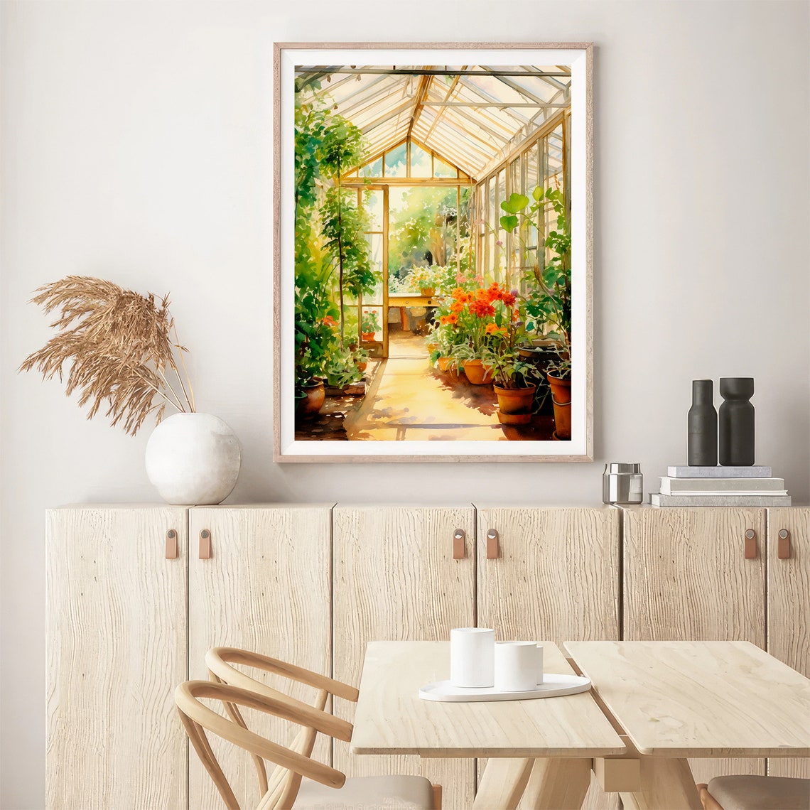 Sunlit Greenhouse Interior Potted Flowers Watercolor Garden Poster - Image 5