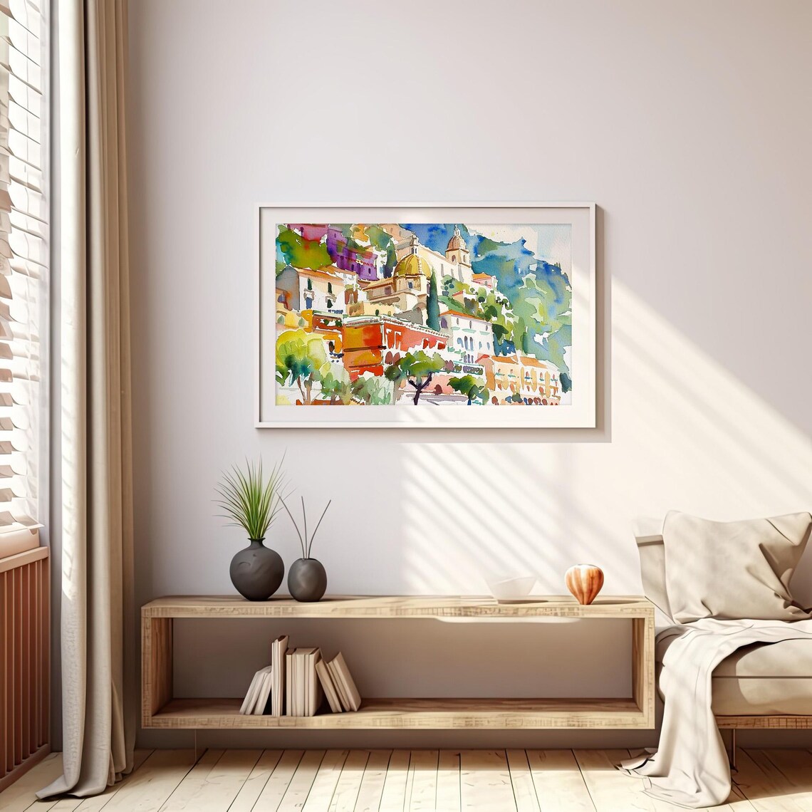 Positano Amalfi Coast Watercolor Painting Cinque Terre Art Print Seascape Cityscape Watercolor Artwork Travel Art Poster By Feelingprints - Image 5