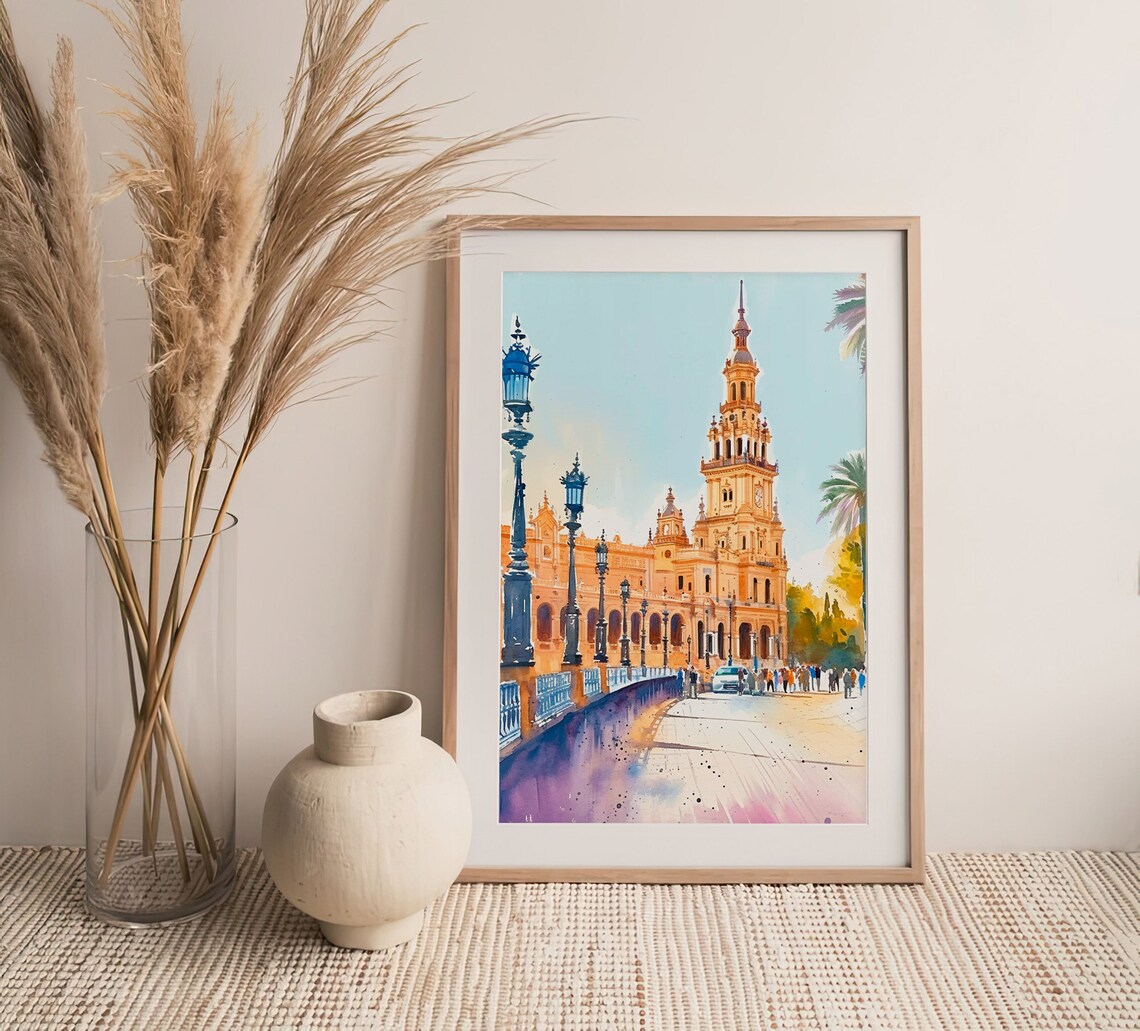 Seville Watercolor Art Print Spain Cityscape Artwork Spain Travel Art Poster Travel Gifts Wall Art By Feelingprints - Image 5