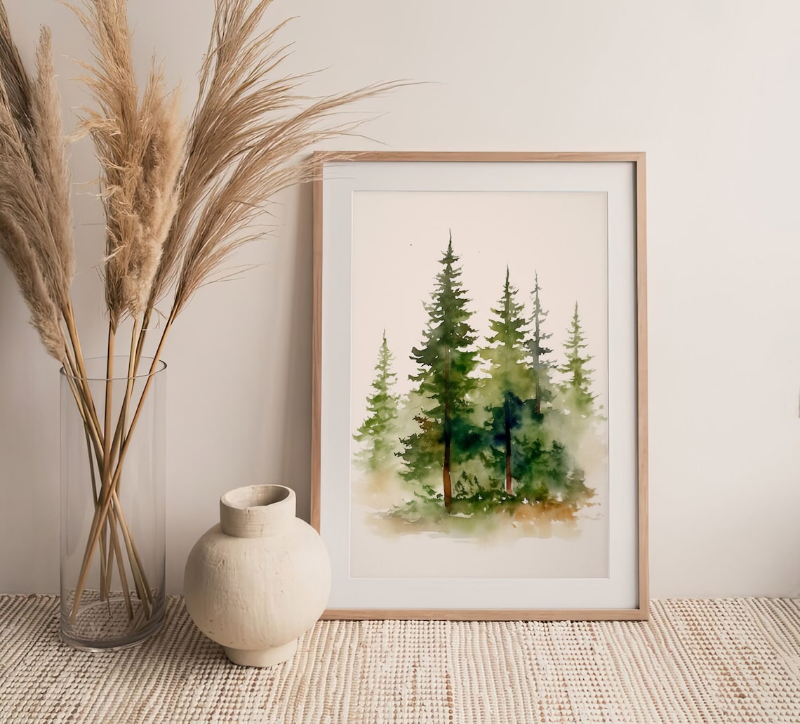 Pacific Northwest Forest Watercolor Art Print - Image 3