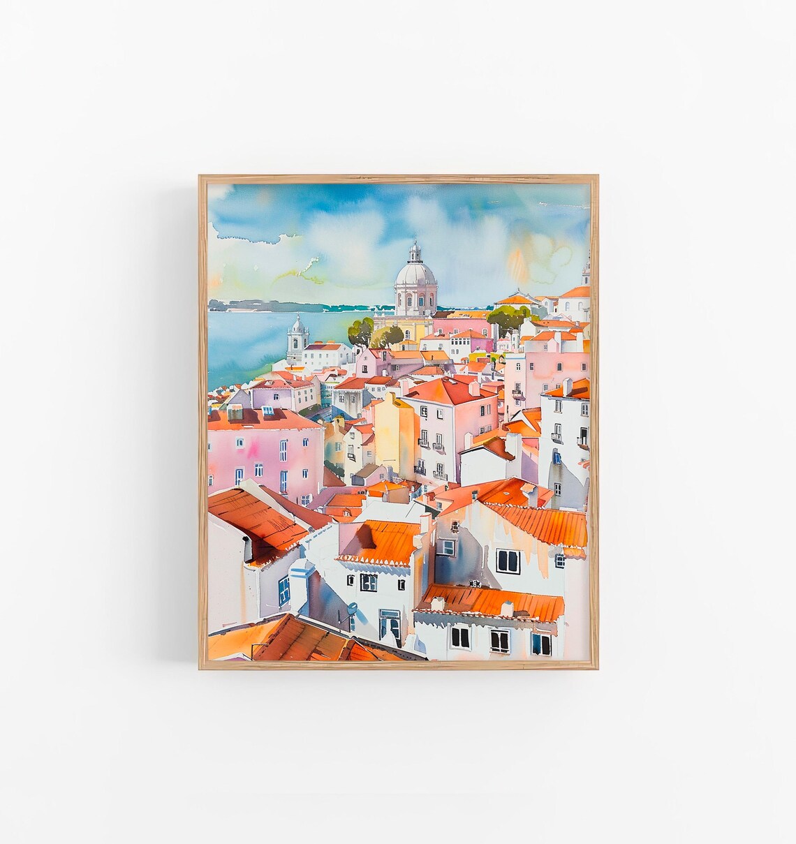 Lisbon Watercolor Art Print Portugal City Watercolor Painting Travel Art Print By Feelingprints