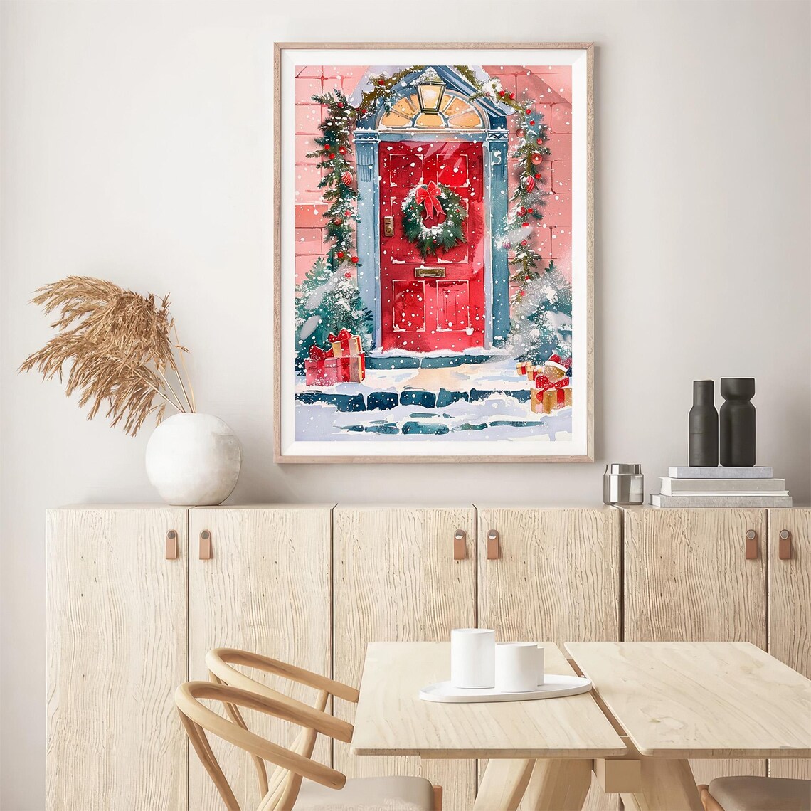 Christmas Doorway Watercolor Art Print, Winter Holiday - Image 5