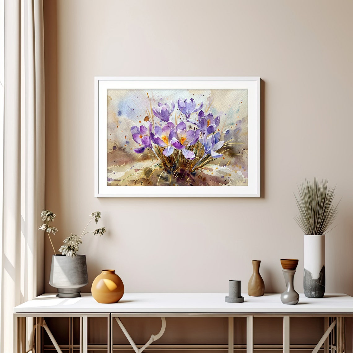 Crocus Watercolor Purple Spring Flowers Blooming Garden Poster - Image 4