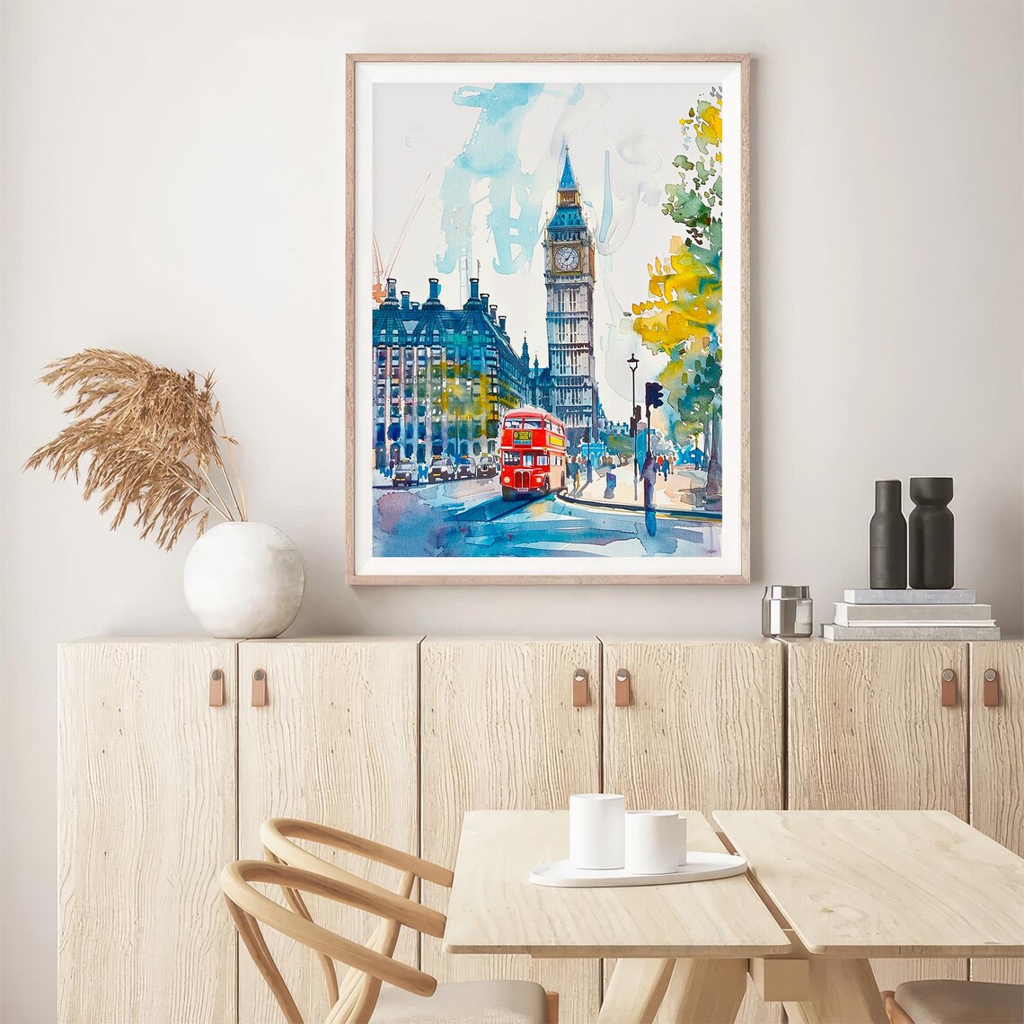 London Big Ben Watercolor Art Print, England Cityscape - Image 5