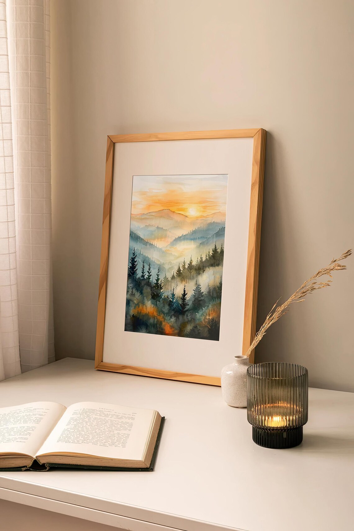Smoky Mountains Watercolor Art Print, Foggy Forest - Image 2