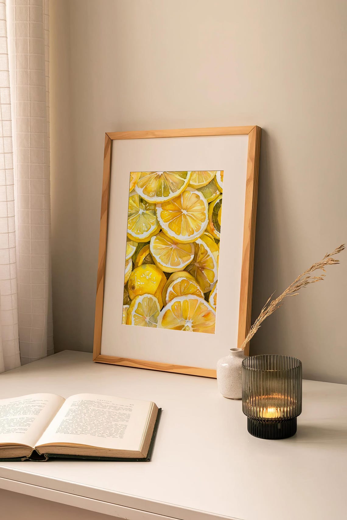 Stunning Lemon Slices Citrus Pattern Bright Watercolor Poster - Image 2