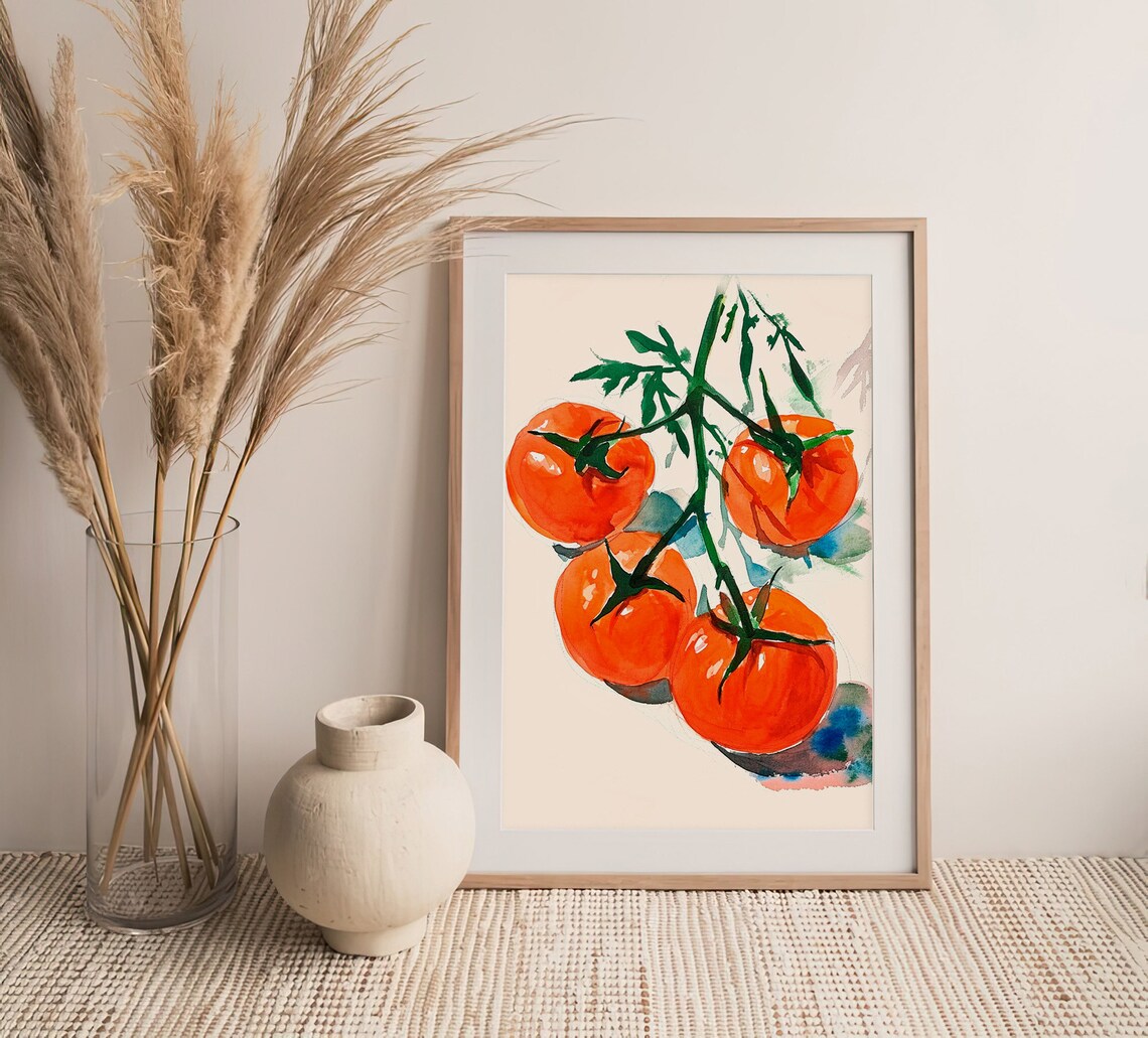 Tomatoes Watercolor Kitchen Wall Art Print - Image 4