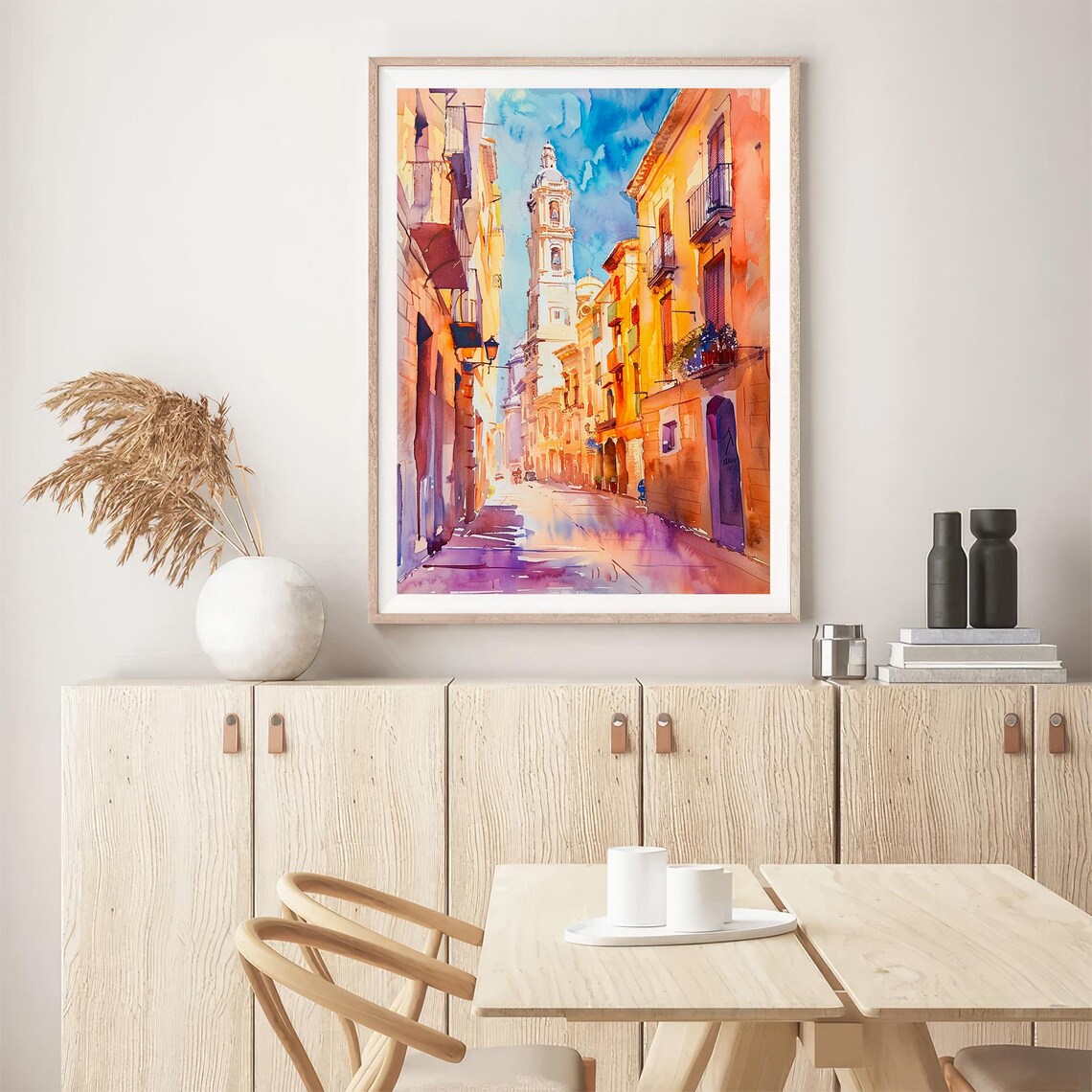 Valencia Spain Cityscape Watercolor Art Print - Image 5