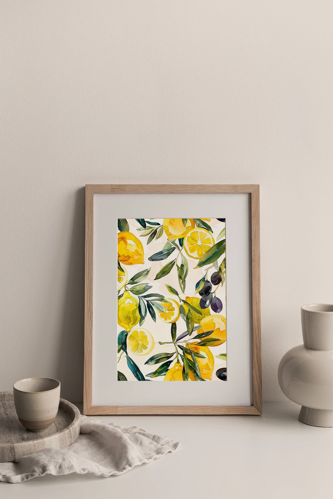 Lemons And Olives Watercolor Botanical Citrus Kitchen Art Print - Image 4