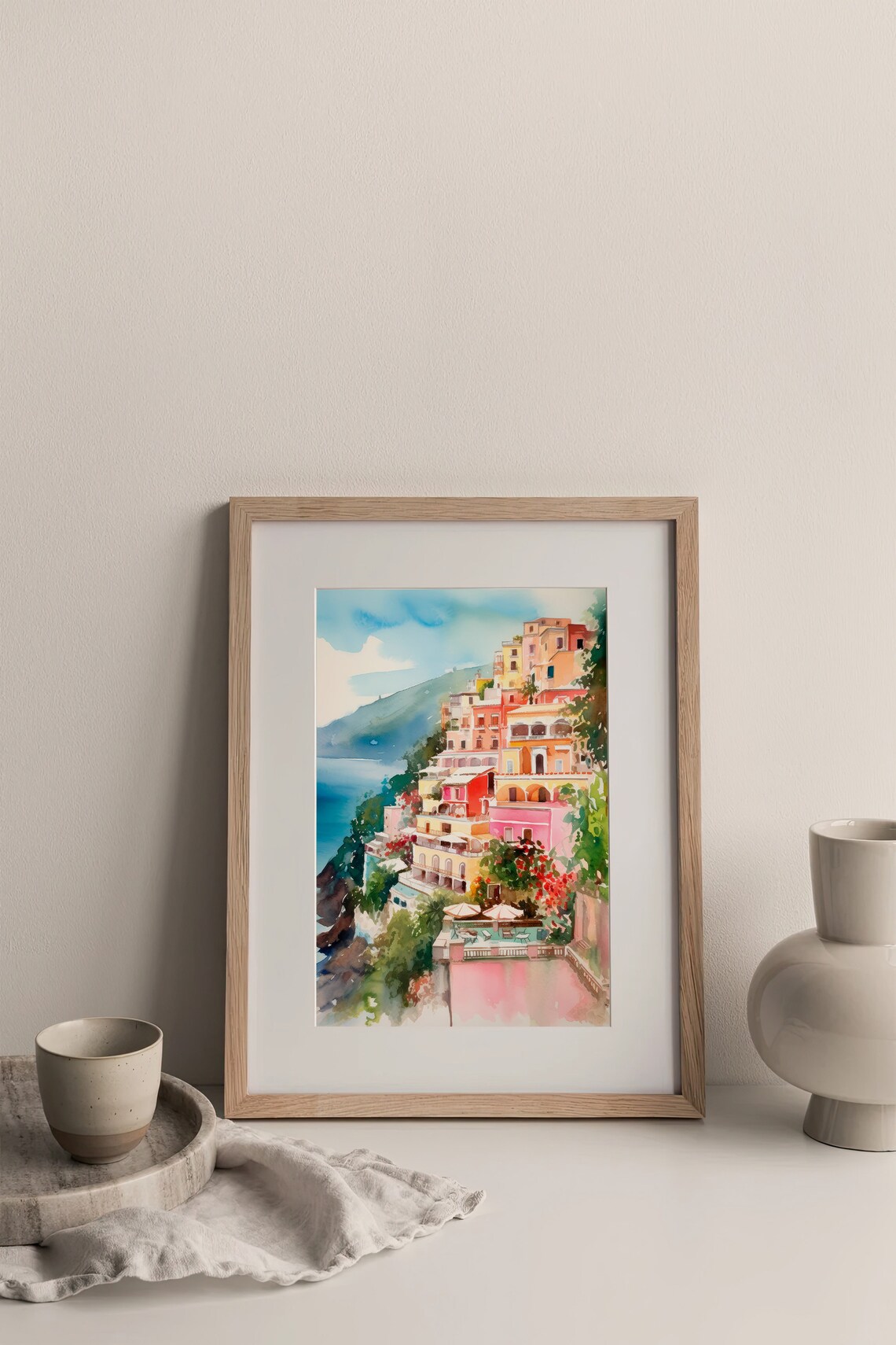 Positano Watercolor Art Print, Italy Cityscape - Image 5