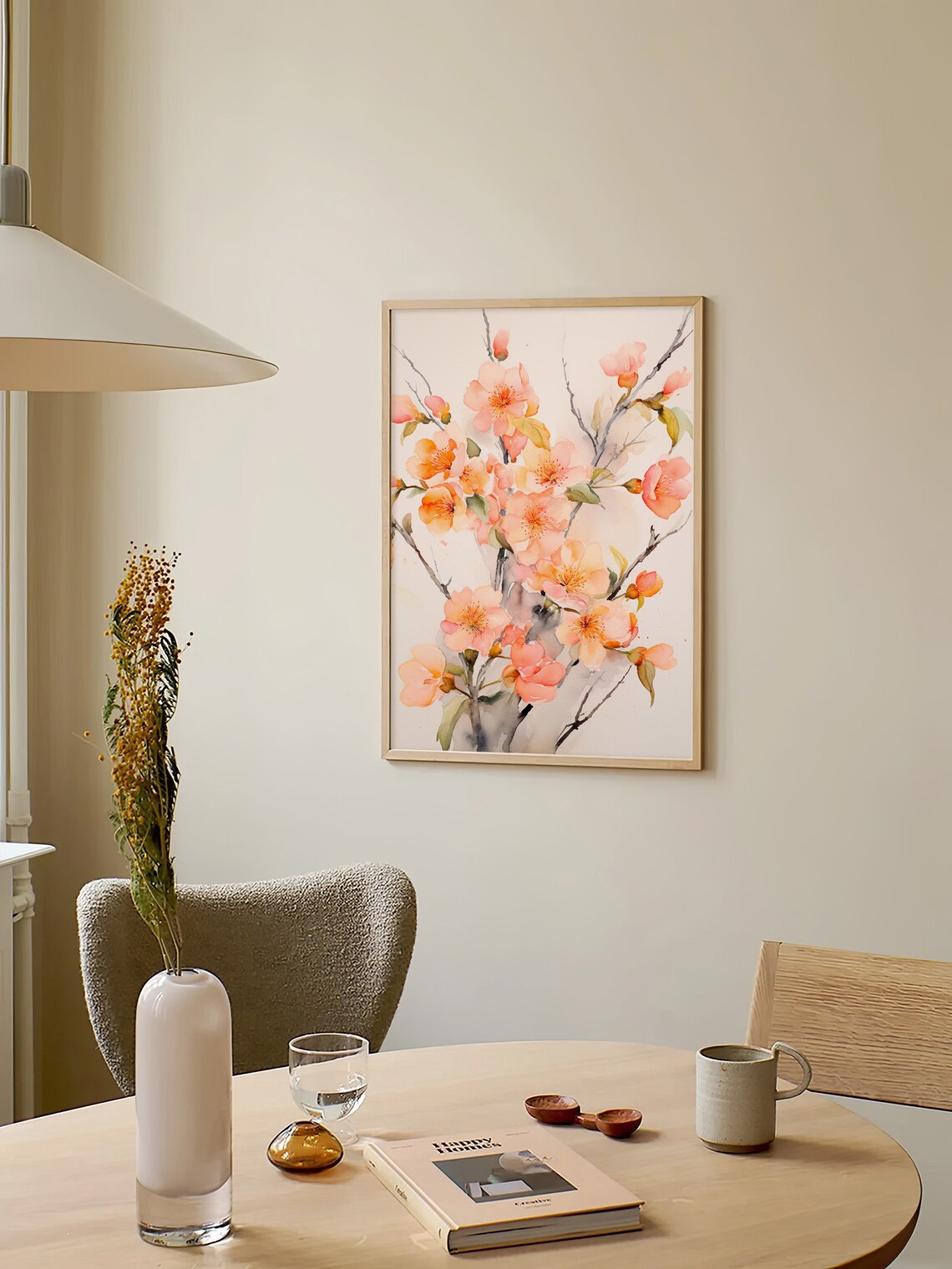 Peach Blooms Watercolor Botanical Art Print - Image 3
