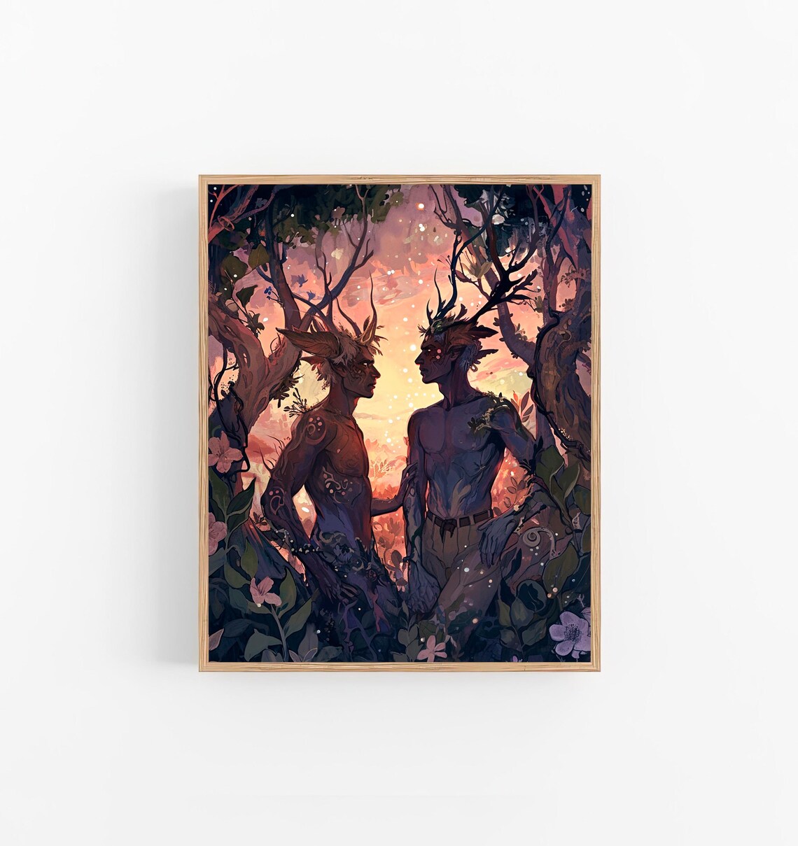 Fairies Male Body Art Print, Watercolor Fantasy Art