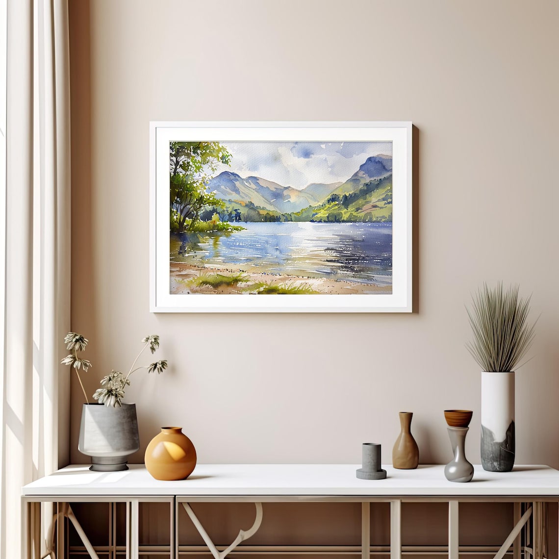 Lake Windermere Watercolor Landscape Art Print - Image 5