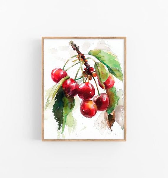 Cherry Painting Fruit Watercolor Art Print Berry Artwork Kitchen Wall Art Decor Gifts For Mothers By Feelingprints