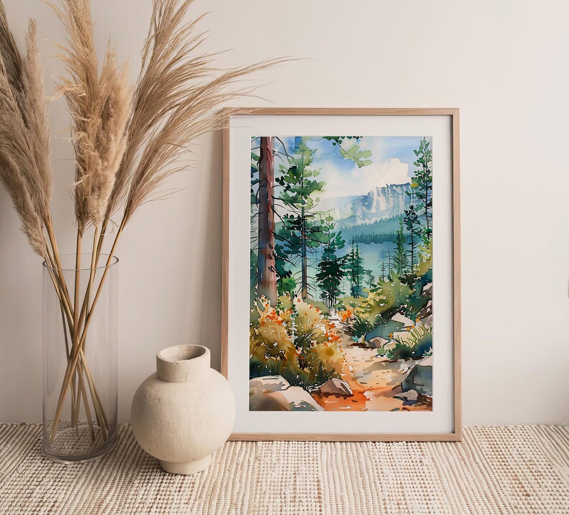 Colorado Rocky Mountains Pine Forest Trail Watercolor Poster - Image 4