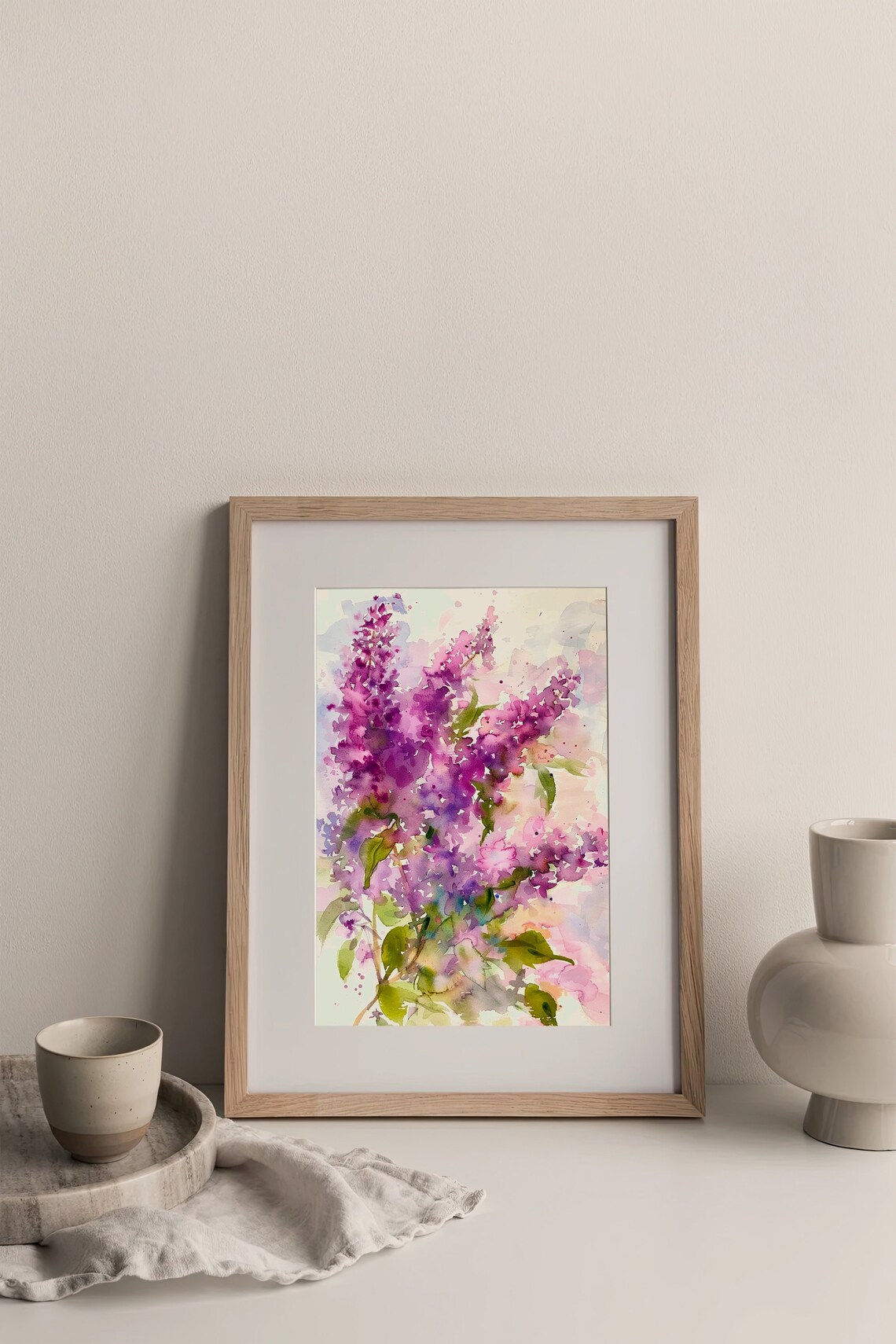 Lilac Flowers Watercolor Art Print, Rustic Kitchen Decor - Image 3
