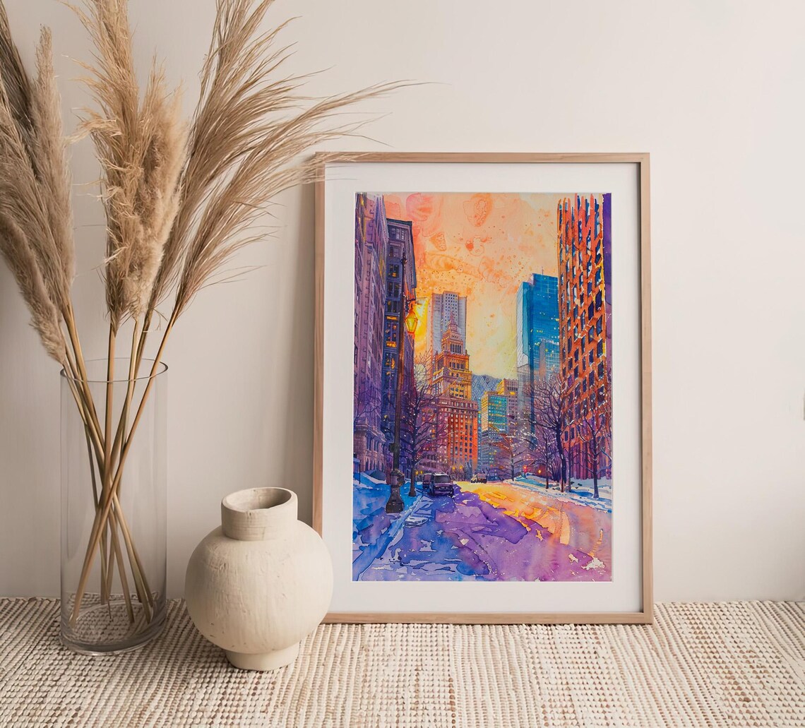 Boston Cityscape Watercolor Art Print, Massachusetts - Image 4