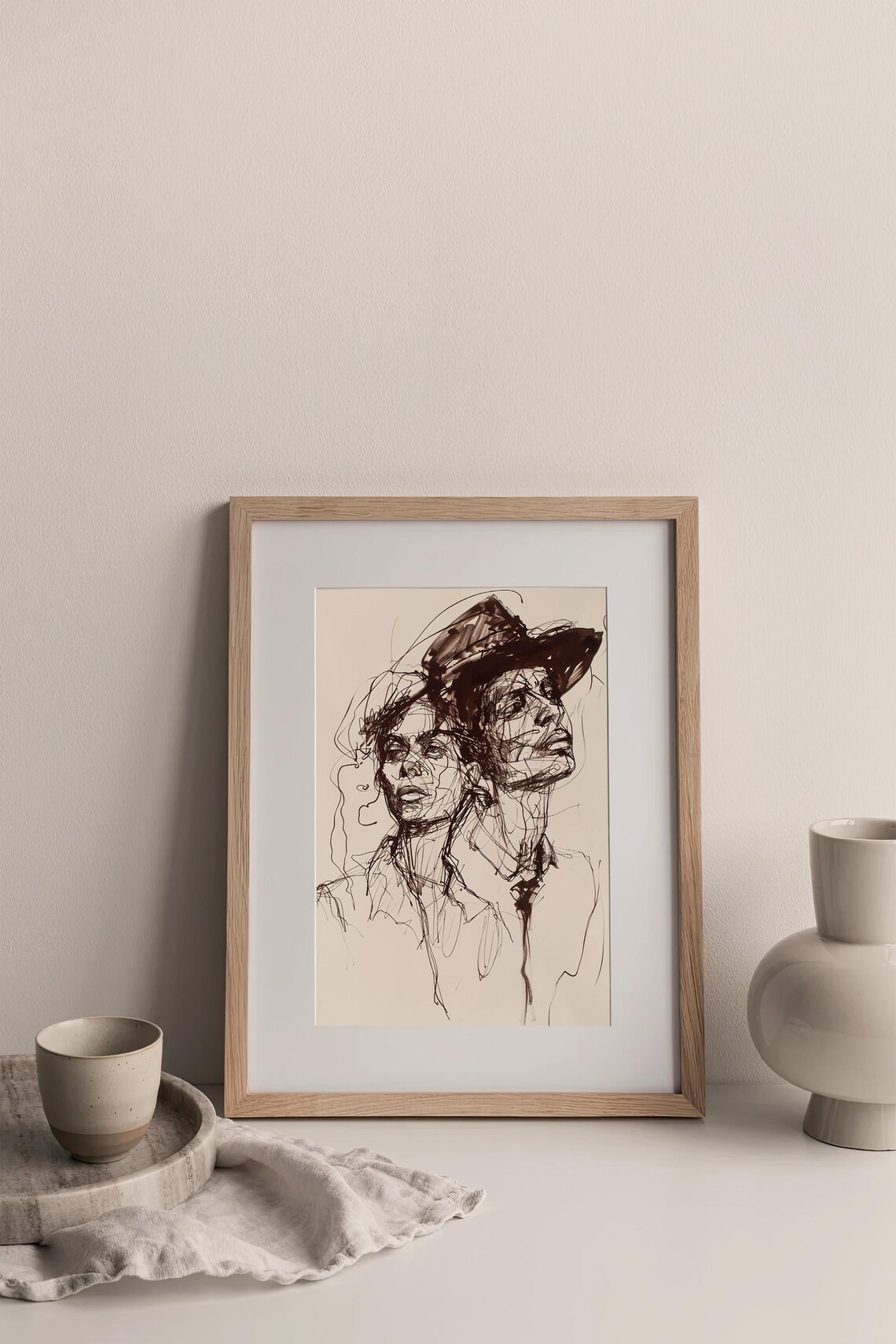 Men Portrait Sketch Watercolor Art Print - Image 3