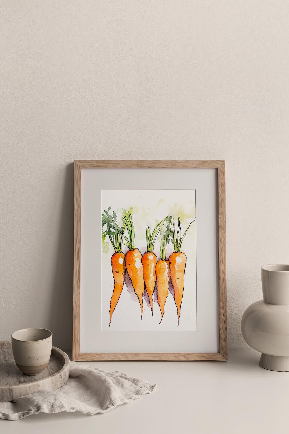 Orange Carrots Kitchen Garden Fresh Vegetable Watercolor Art Poster - Image 3