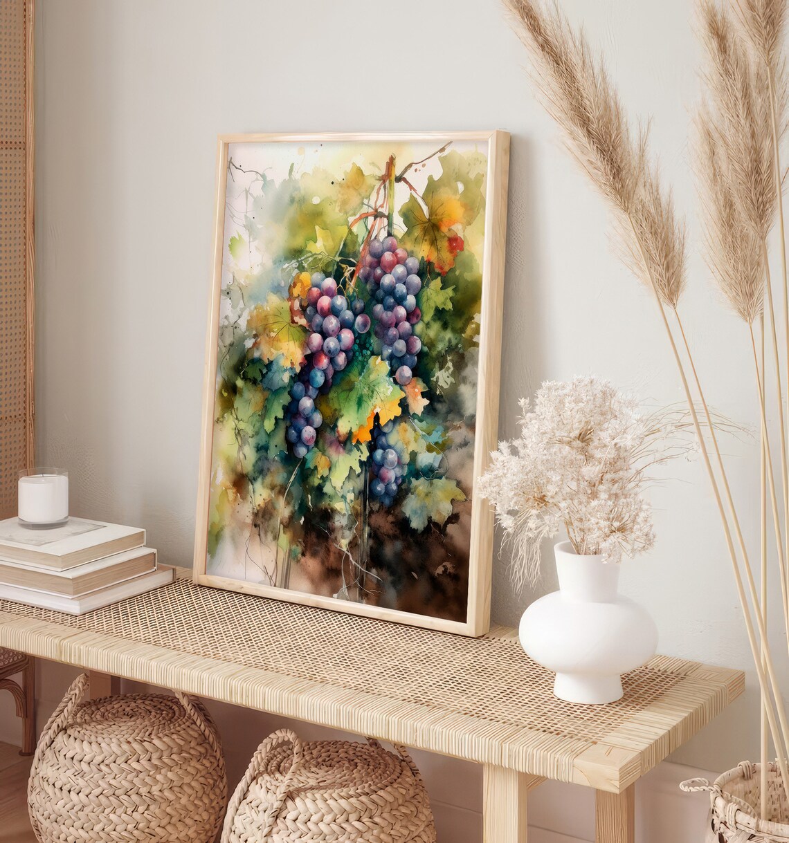 Grapes Watercolor Art Print, Napa Valley Vineyard - Image 2