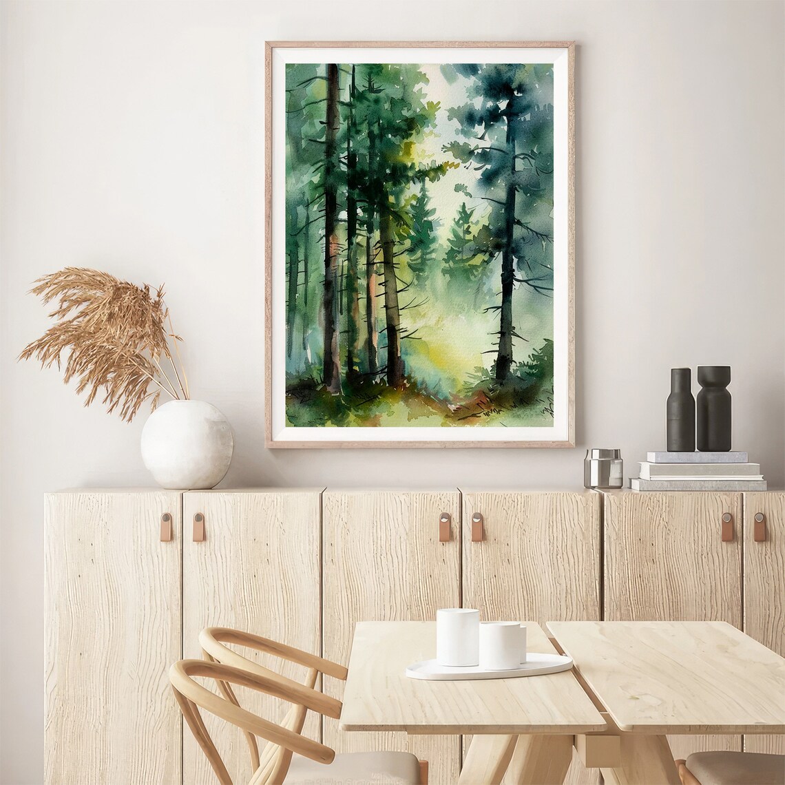 Rocky Mountains Misty Pine Forest Watercolor Poster - Image 5
