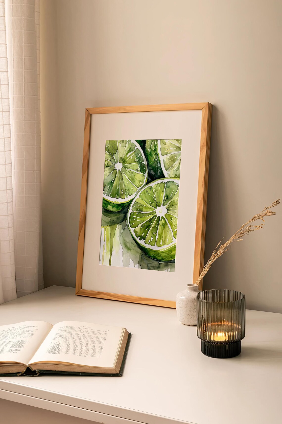 Lime Slices Watercolor Painting Kitchen Art Print - Image 2