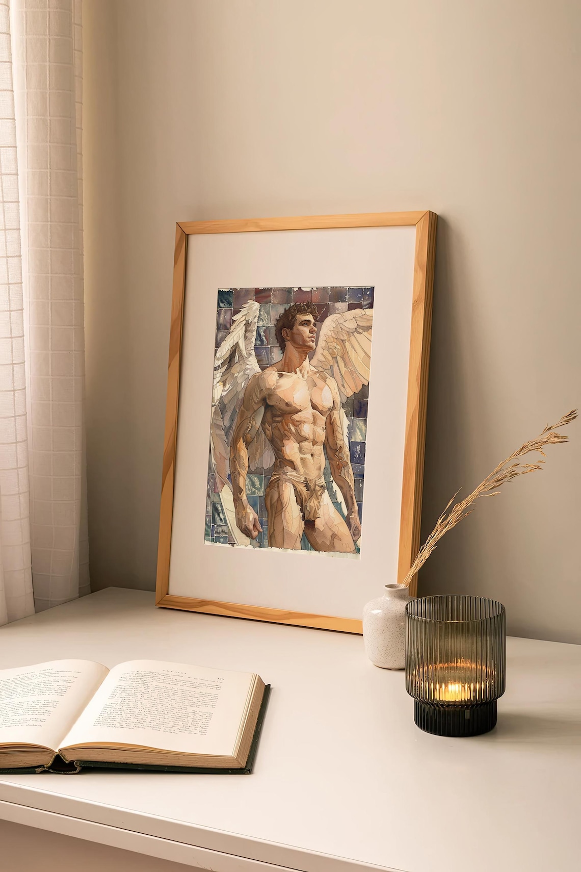 Gay Angel Watercolor Male Body Art Print - Image 2