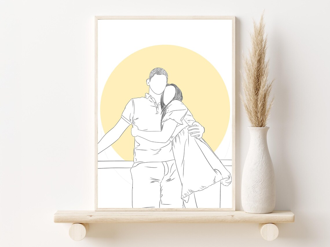Couple Line Art Custom Anniversary Gift Poster - Image 2
