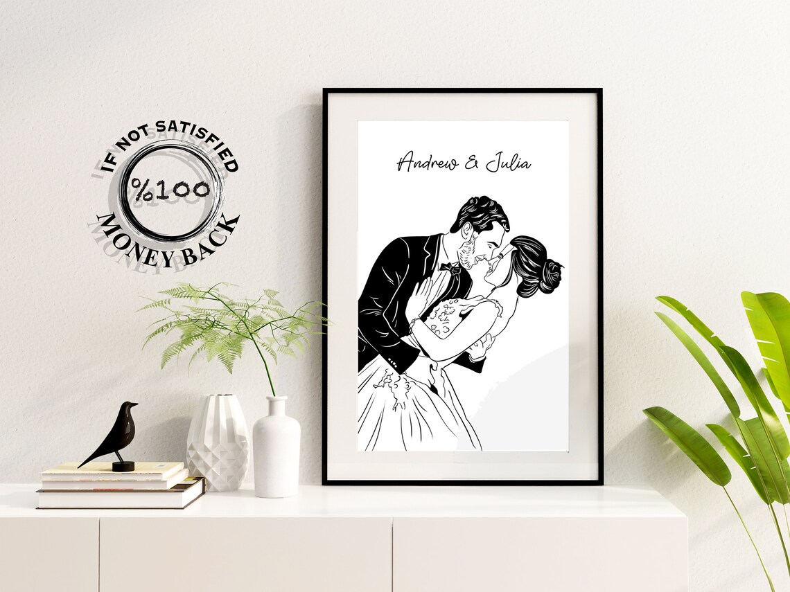 Personalized Couple Line Art, Custom Portrait Print - Image 2