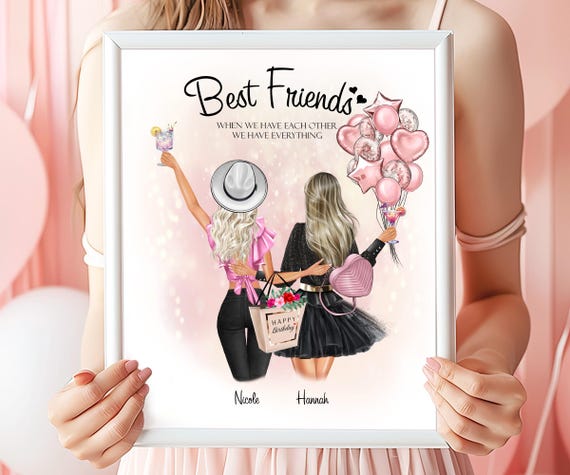 Best Friend Birthday Gifts Customized Birthday Gift For Best Friend Print Personalized Best Friend Gift For Her Custom Best Friends Portrait