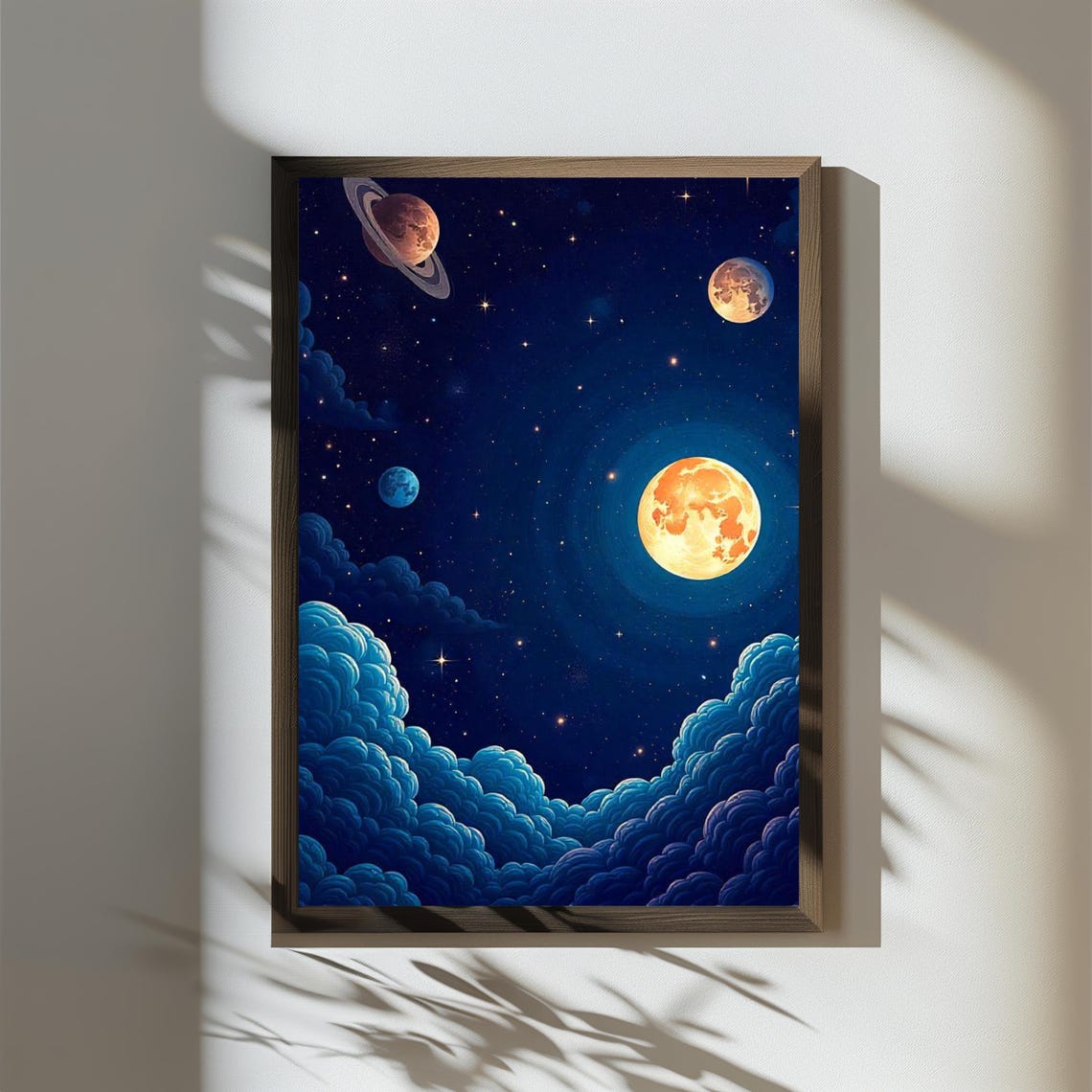 Celestial Night Sky Print Lunar Wall Decor Space Art Celestial Moon Print Space Art Astronomy Gift Moon Artwork