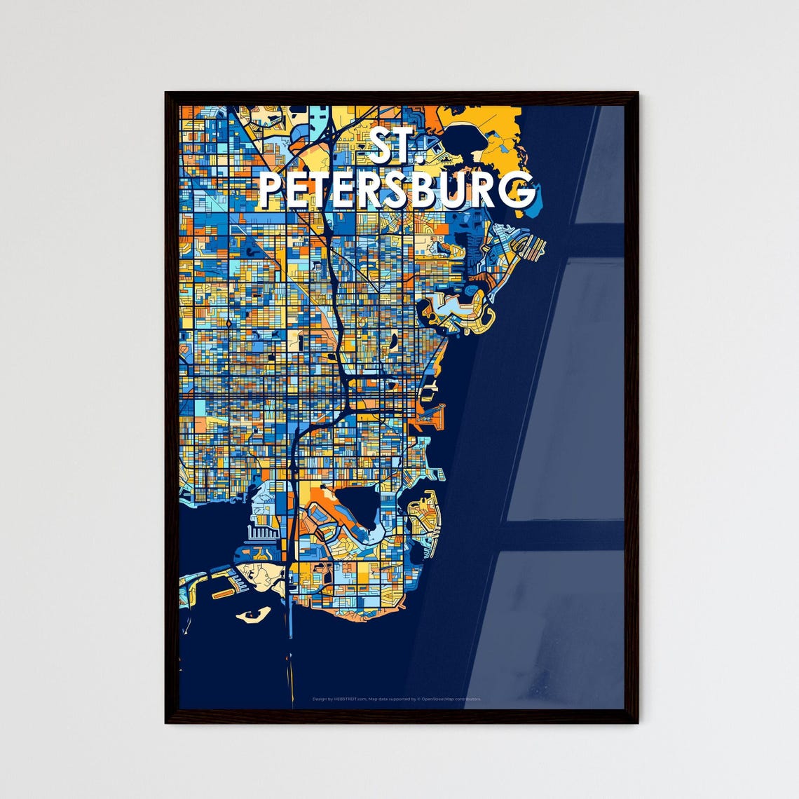 Saint Petersburg Florida City Map Poster Vibrant Modern Wall Decor