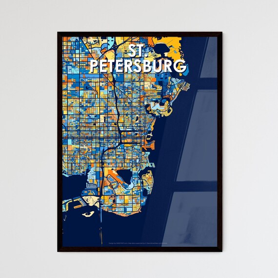Saint Petersburg Florida City Map Poster Vibrant Modern Wall Decor