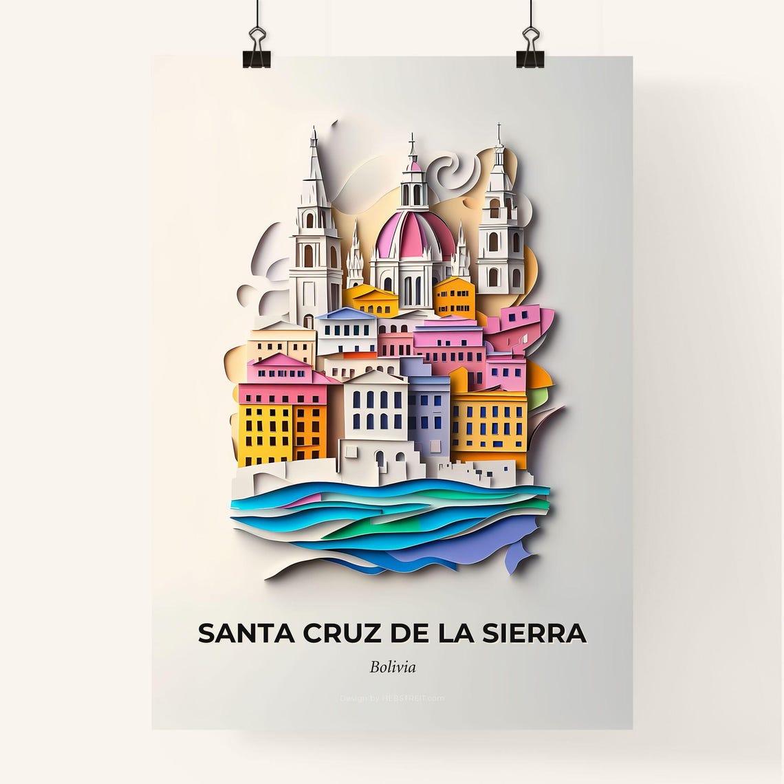 Santa Cruz De La Sierra Bolivia Paper Cut Cathedral Art Poster - Image 4
