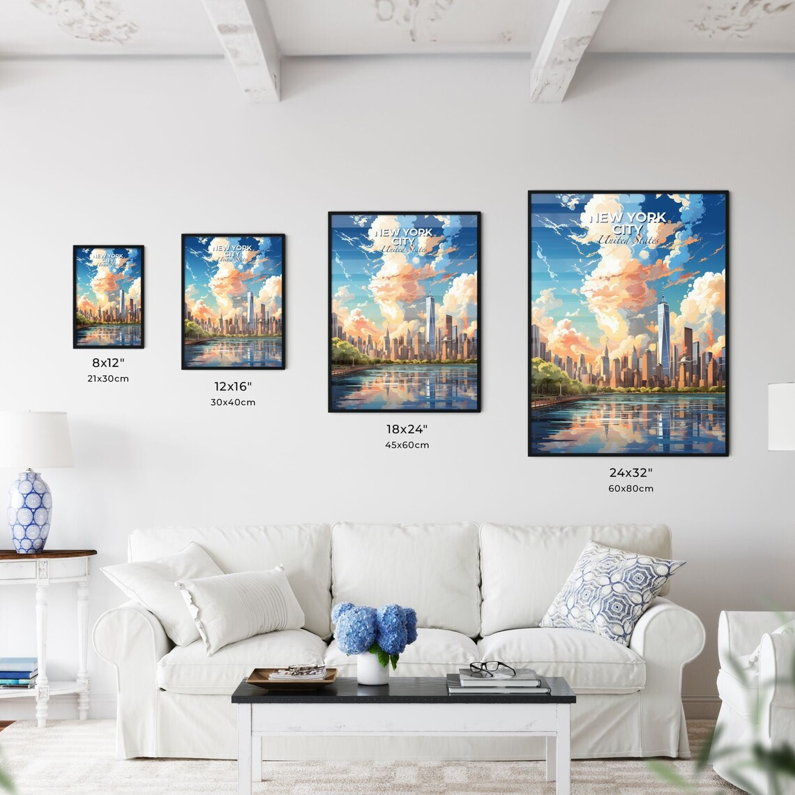 New York City Manhattan Skyline One World Trade River Reflection Poster - Image 3