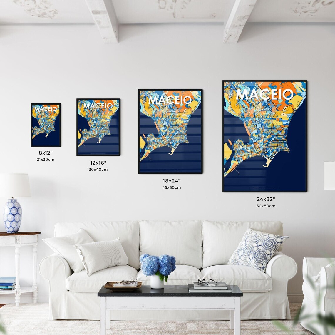 Maceio Brazil Bold Colorful Vibrant City Street Map Art Poster - Image 3