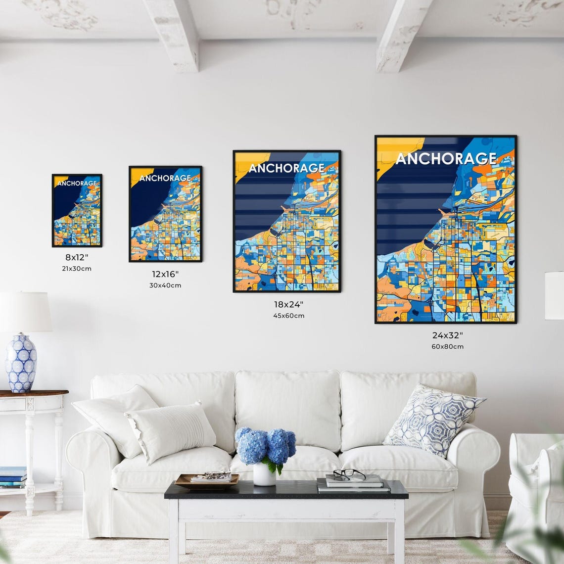 Anchorage Alaska Vibrant Colorful Mosaic City Street Map Art Poster - Image 3