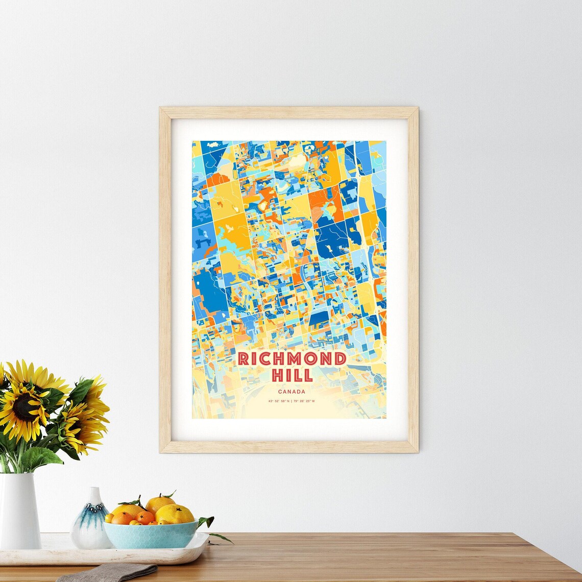 Richmond Hill Canada Colorful City Map Art Blue Orange Streets Poster - Image 2