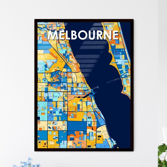 Colorful City Map Art Poster of Melbourne Florida for Home Decor