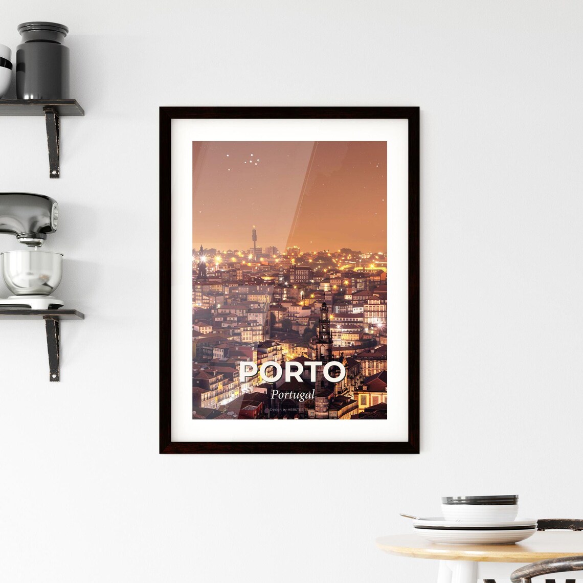 Porto Portugal Night Cityscape Rooftop Lights Travel Art Poster - Image 2