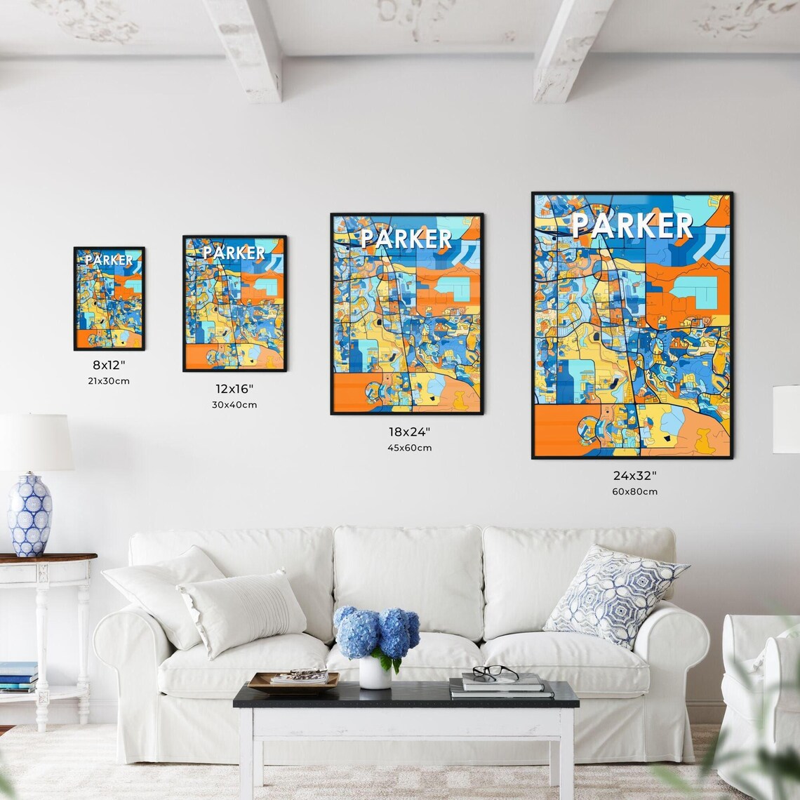 Parker Colorado Vibrant Colorful Illustrated Street Map Art Poster - Image 3