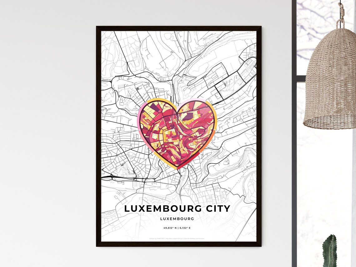 Luxembourg City Luxembourg Where It All Began Heart Map Coordinates Poster