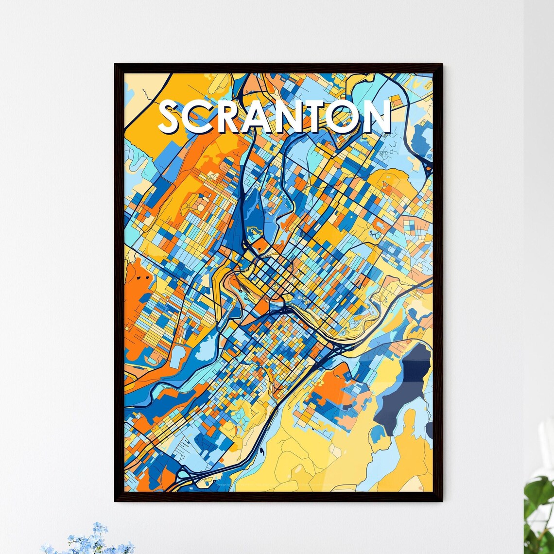 Scranton Pennsylvania Colorful Geometric City Street Map Poster